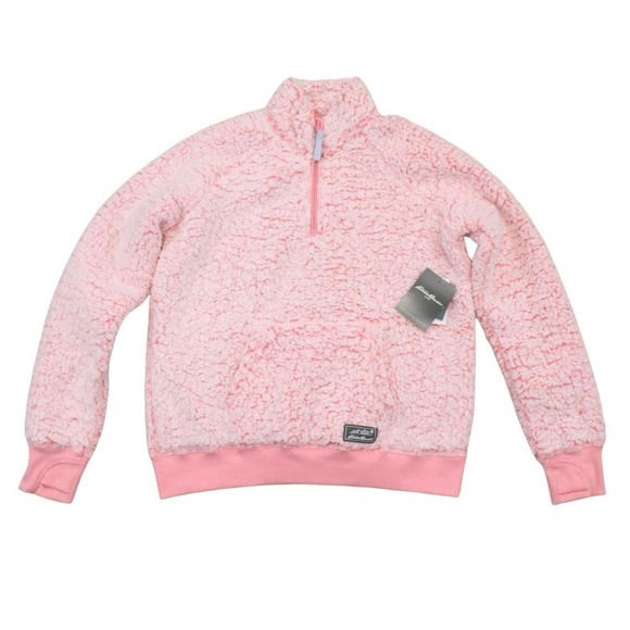 Eddie Bauer Girls Fireside Plush 1/4 Zip Salmon Size XL NWT - Picture 1 of 6